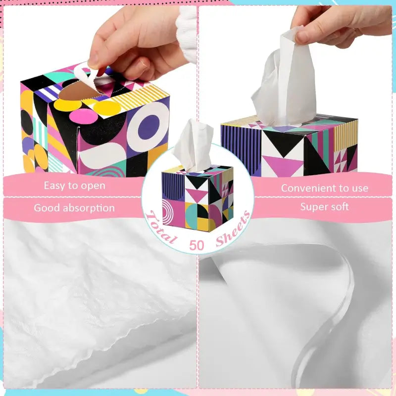 Tissue Cube Box with Tissues (Approx. 50 Sheets) | Stylish Square Tissue Holder for Home, Office & Car | Modern Minimalist Design