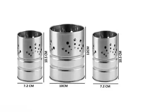 Self-Draining Stainless Steel Utensil Holder | Kitchen Cutlery Storage Box with Drain Holes | Rust-Proof Spoon & Knife Organizer