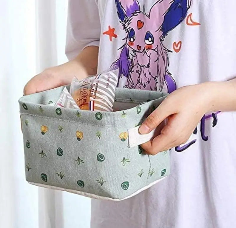 Foldable Canvas Fabric Storage Basket Organizer with Handles | Collapsible Linen Storage Box for Clothes, Toys & Books | Wardrobe Shelf Organizer (White, 1 Pc)