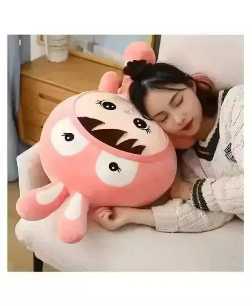 BunnyCuddle Pink Plush Doll – Stuffed Toy with Bunny Cap