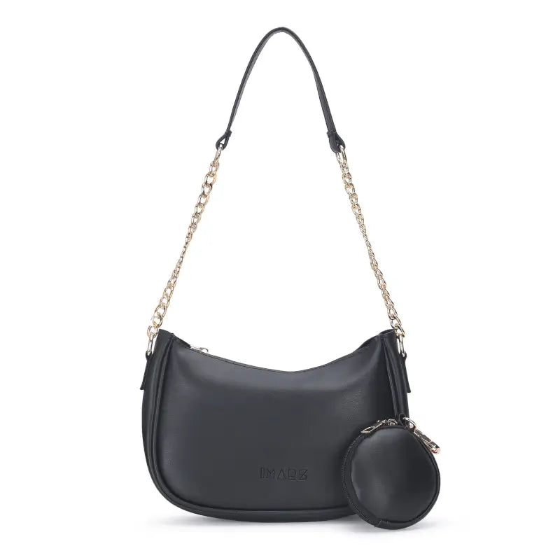 ChicCarry Classic Chain Shoulder Bag – Black Vegan Leather Handbag