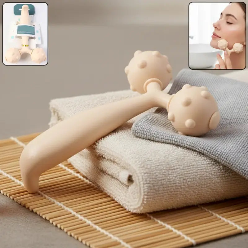 Dual Ball Facial & Body Massage Roller | Skin Toning & Lifting Tool | Anti-Puffiness & Muscle Relaxation Massager (1 Pc)
