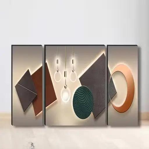 GoldenAura Wall Art Set – UV Textured Decorative Paintings (Set of 3)