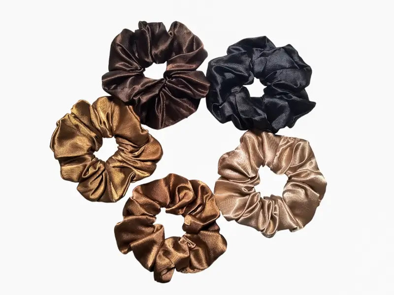 Luxury Satin Hair Scrunchies (Pack of 5) | Soft Hair Ties for Women & Girls | Anti-Breakage Hair Bands in Elegant Shades