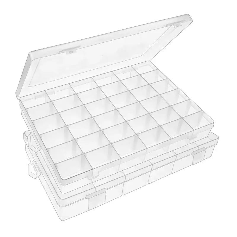 CrystalStore 36 Grid Organizer Box – Transparent Jewelry Storage with Adjustable Dividers