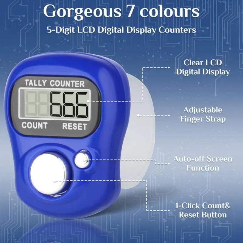 Mini Digital Finger Tally Counter Ring | Portable Electronic Counting Machine | LCD Display | Adjustable Finger Band | Multicolor