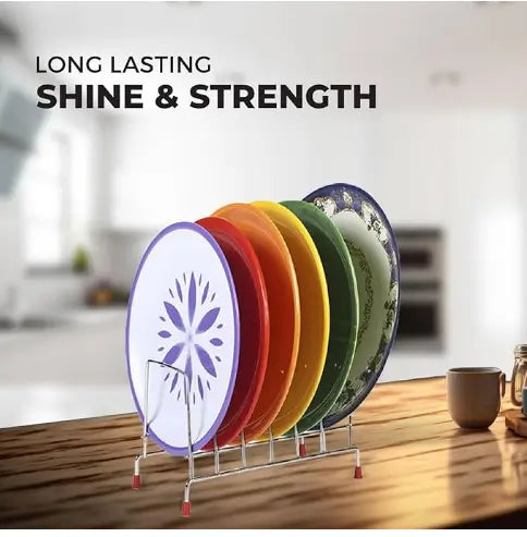 KitchenRack Stainless Steel Plate Stand – 7/8 Slot Dish Organizer