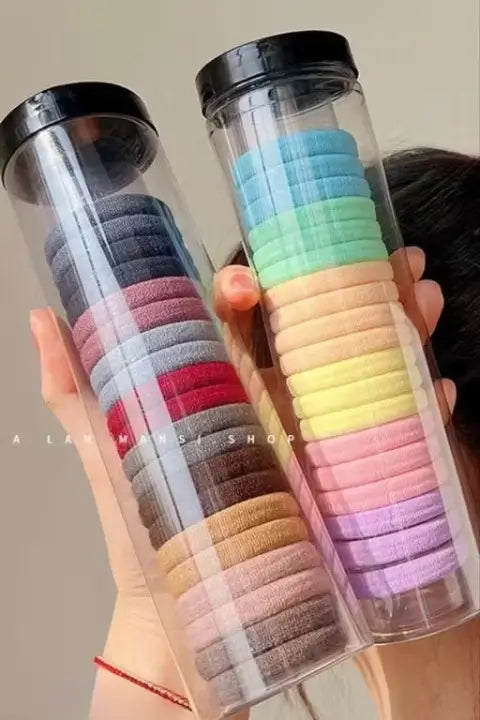 60 PCS Elastic Cotton Hair Bands Set | Seamless Soft Hair Ties for Women | Multi-Color No-Damage Ponytail Holders | Suitable for All Hair Types