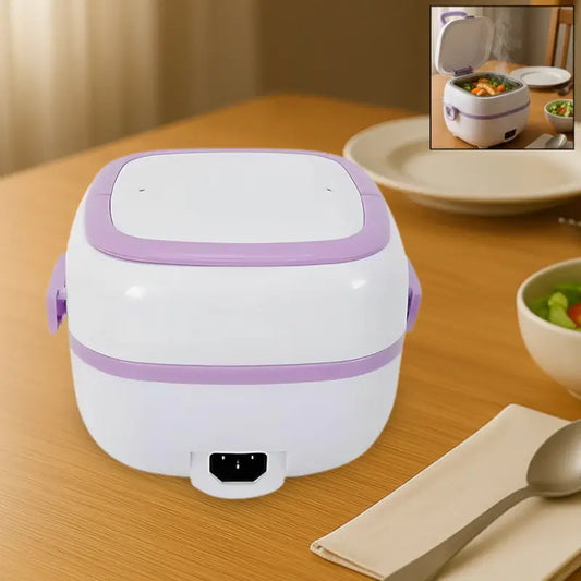 Electric Lunch Box | Portable Food Warmer with Stainless Steel Compartments | Heated Tiffin Box for Office, Travel & Home