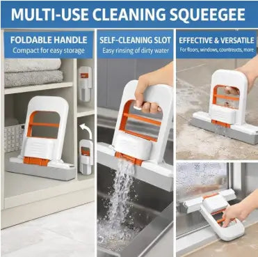 Mini Foldable Handheld Mop with Self-Squeeze Mechanism | Compact Kitchen Wiper & Cleaning Tool | Multi-Purpose Home & Car Cleaning Mop with Gap Brushes