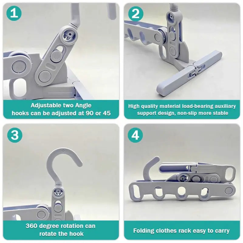 5-Hole Foldable Clothes Hanger | Space-Saving Travel & Indoor Drying Hanger for Shirts, Towels & Clothes