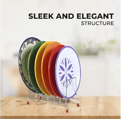 KitchenRack Stainless Steel Plate Stand – 7/8 Slot Dish Organizer