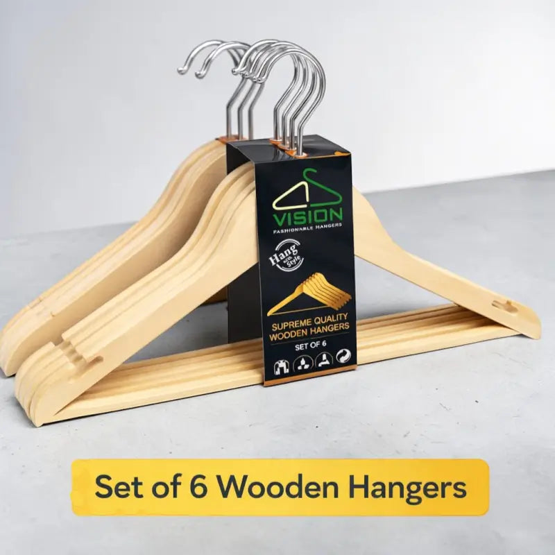 WoodStyle Slim Hangers Set – Pack of 6 Non-Slip Plastic Wardrobe Organizers