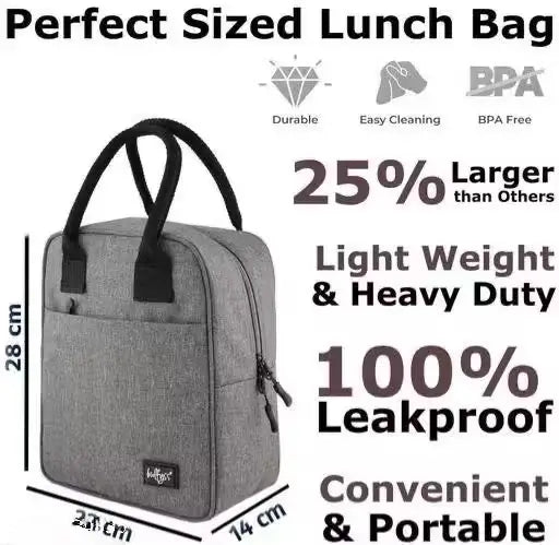 FreshCarry Nylon Lunch Bag – Portable Insulated Travel Lunch Tote
