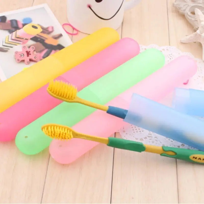 Krifton Toothbrush Travel Case (Pack of 4) | Anti-Bacterial Toothbrush Holder with Ventilation | Portable Plastic Toothbrush Covers (Multicolor)