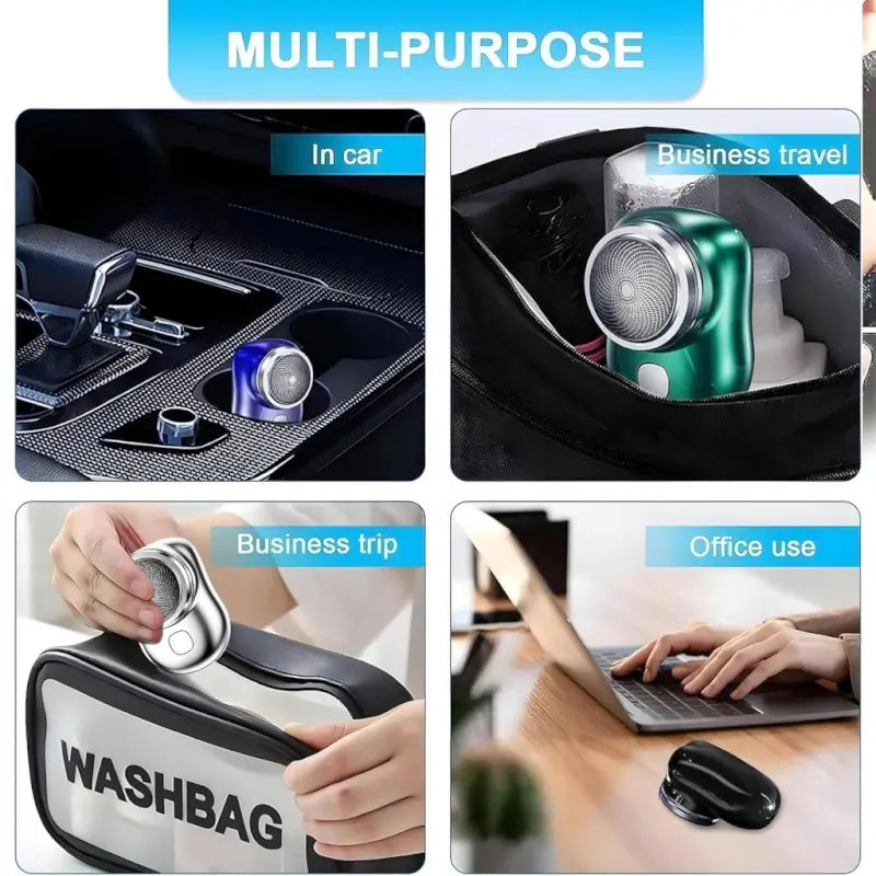 Mini Electric Shaver for Men | USB Rechargeable Pocket Beard Trimmer | Waterproof Portable Razor | 3D Floating Blade Grooming Tool