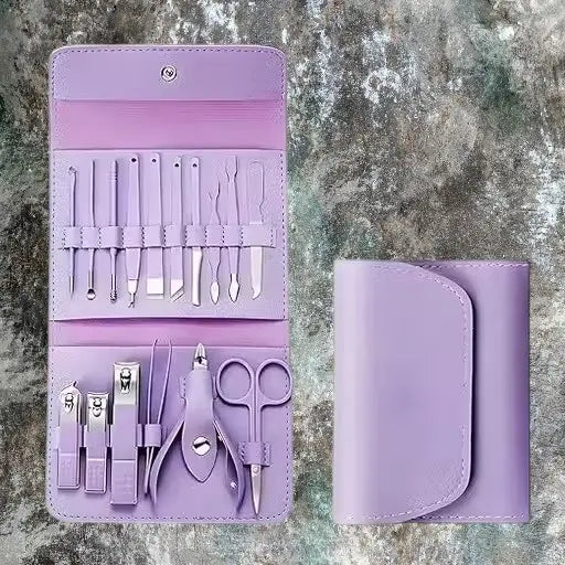 16-in-1 Stainless Steel Manicure Kit | Professional Nail Care & Grooming Set | Portable Travel Case | Unisex Personal Care Tool Kit