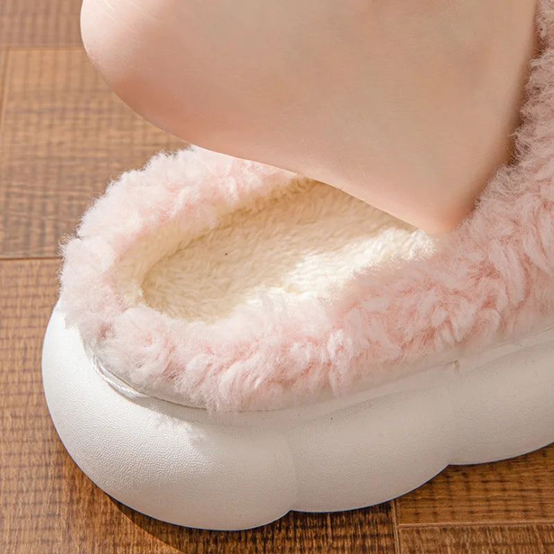 CozyBow Winter Fur Slippers – Soft Plush Non-Slip Indoor Slippers for Women
