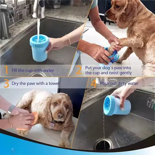 Portable Dog Paw Cleaner Cup | Soft Silicone Bristle Pet Foot Washer | Easy Clean Paw Cleaning Tool for Small & Medium Dogs