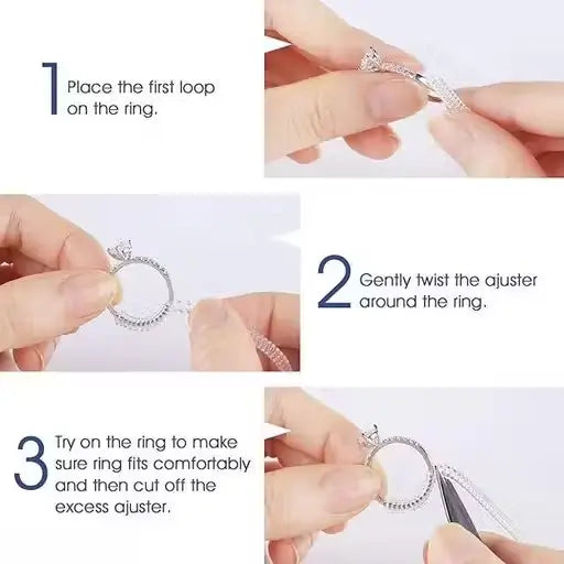 Invisible Ring Size Adjuster Set (4 Sizes) | Silver-Plated Ring Guard for Loose Rings | Adjustable Ring Sizer for Women & Men