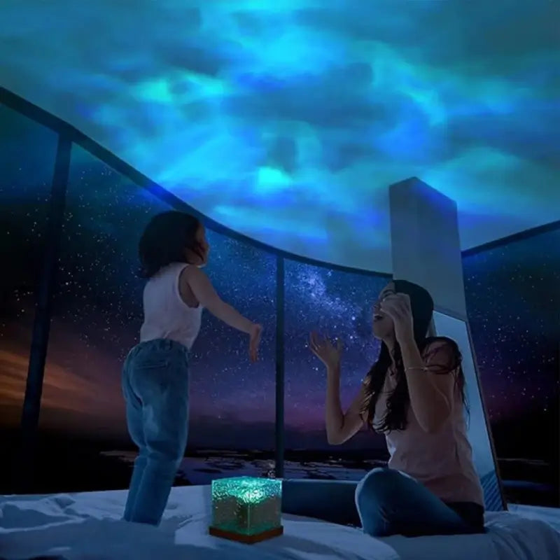 Ocean Wave LED Projector Lamp | 16 Color RGB Water Ripple Night Light | Crystal Cube Ambient Light with Remote Control (USB Powered)