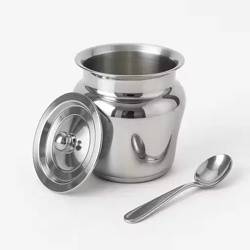 PureServe Stainless Steel Ghee Pot – Premium Kitchen Storage Jar (400ml)