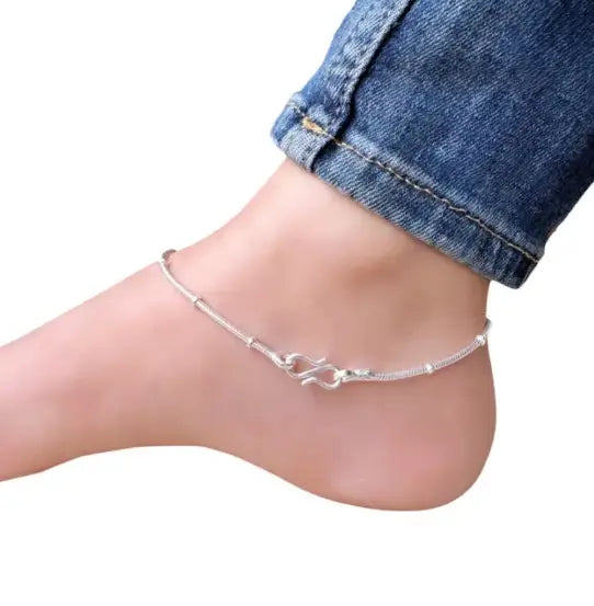 Silver-Plated Anklet & Necklace Chain Combo (Pack of 2) | Alloy Payal & Chain Set | Free Size Non-Adjustable Fashion Jewellery