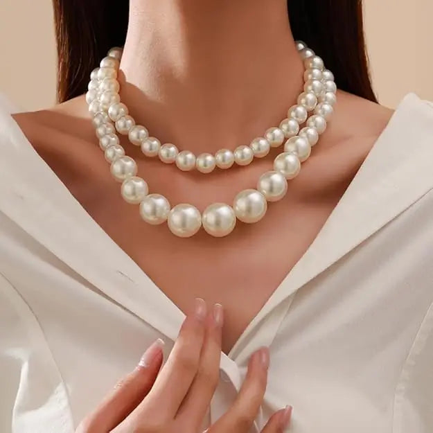 Artificial Pearl Mala Set (2 Layer) with Earrings | Elegant Imitation Jewellery Set | Adjustable Traditional Necklace for Women