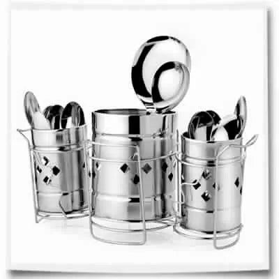 Self-Draining Stainless Steel Utensil Holder | Kitchen Cutlery Storage Box with Drain Holes | Rust-Proof Spoon & Knife Organizer