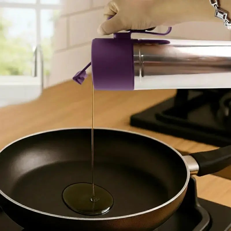 Supermom Stainless Steel Oil Pourer (750ml) | Anti-Drip Kitchen Dispenser Bottle with Handle | Leakproof Oil, Ghee & Vinegar Container