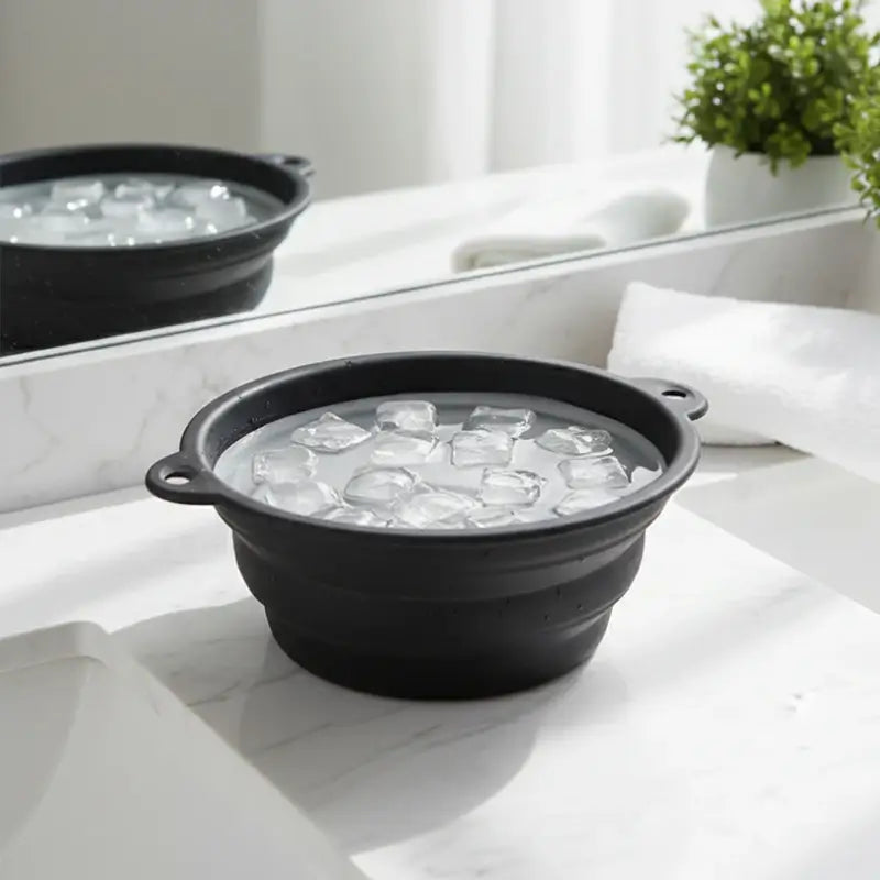 Silicone Ice Facial Bowl with Built-In Ice Tray | Foldable Facial Ice Bath Bowl for Skin Care (1 Pc)