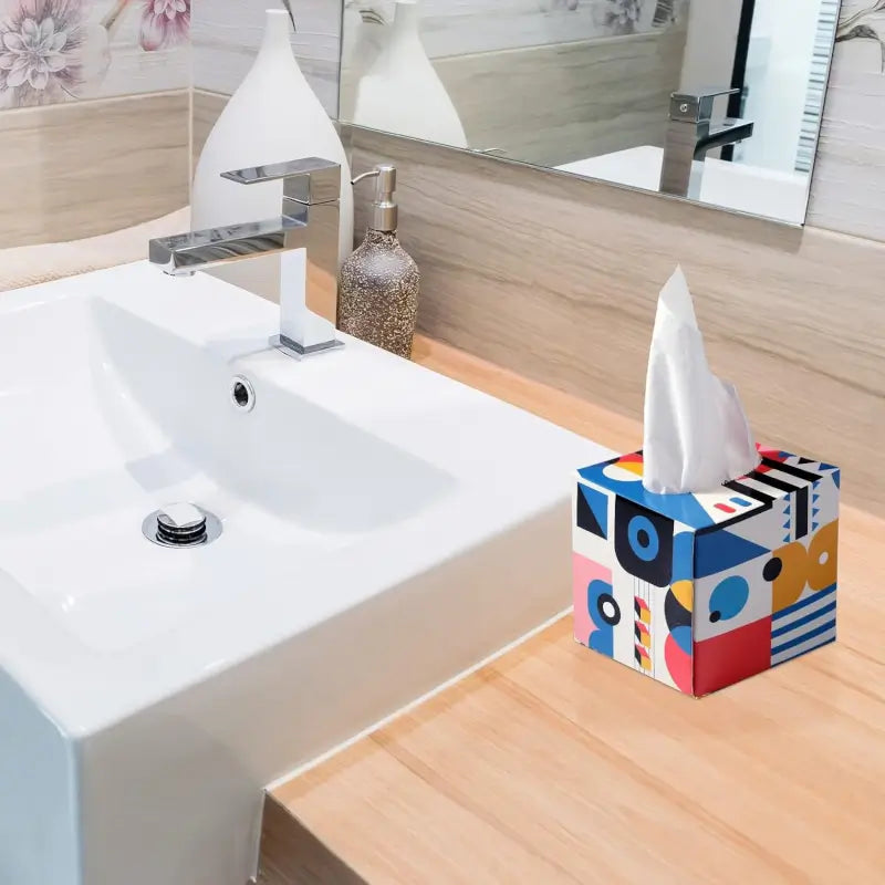 Tissue Cube Box with Tissues (Approx. 50 Sheets) | Stylish Square Tissue Holder for Home, Office & Car | Modern Minimalist Design