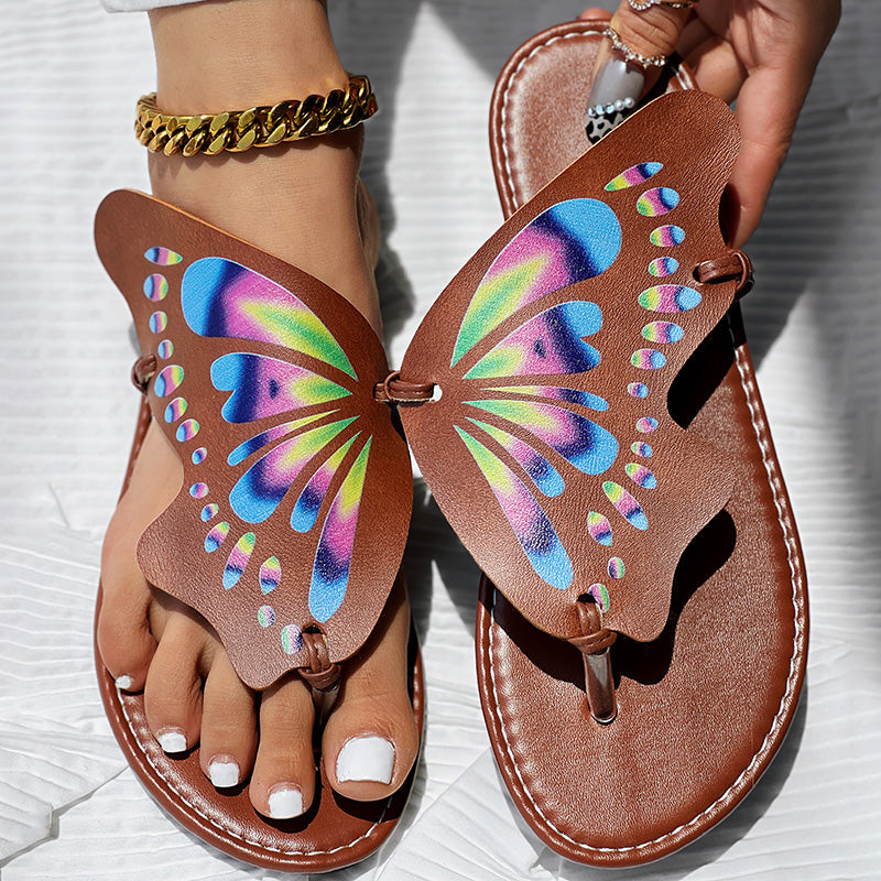 ButterflyBloom Flip Flops – Comfortable Summer Beach Sandals for Women