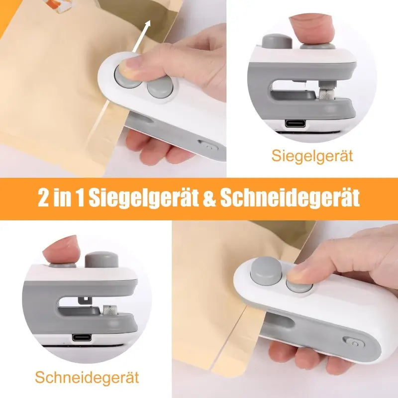 Portable Mini Bag Sealing Machine | 2-in-1 Heat Sealer with Cutter | USB Rechargeable Handheld Packet Sealer | Food Storage & Snack Fresh Keeper