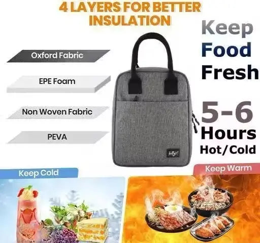 FreshCarry Nylon Lunch Bag – Portable Insulated Travel Lunch Tote