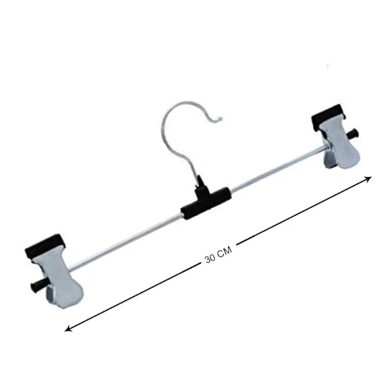 Stainless Steel Adjustable Clip Hangers Set (12 Pieces) | Non-Slip Metal Hangers for Pants, Skirts & Clothes