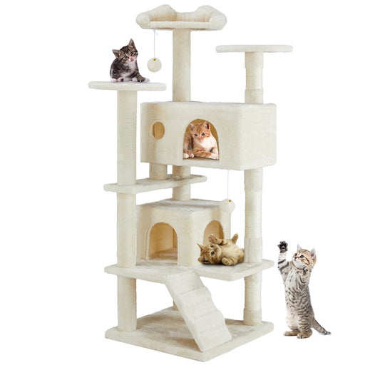 Multi-Functional Cat Treehouse & Cat Climbing Frame – Play, Scratch & Lounge