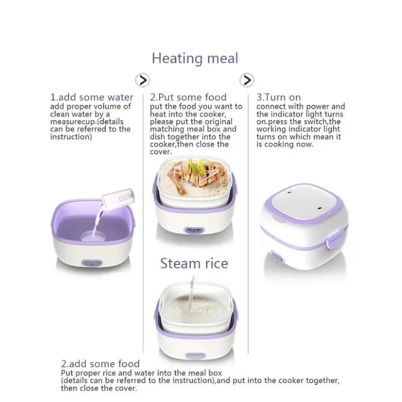 Electric Lunch Box | Portable Food Warmer with Stainless Steel Compartments | Heated Tiffin Box for Office, Travel & Home