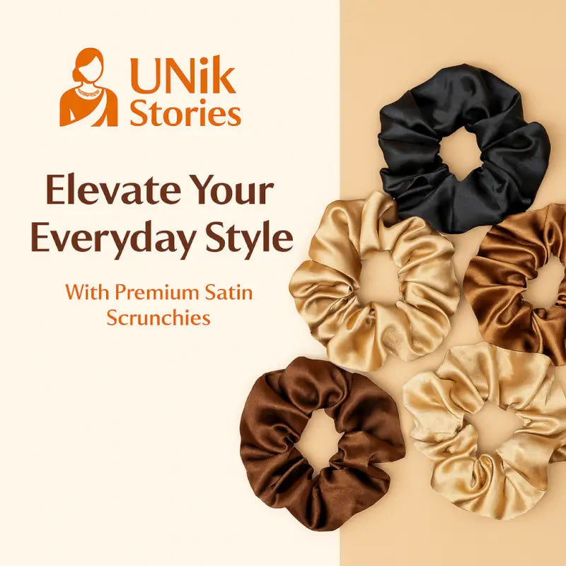 Luxury Satin Hair Scrunchies (Pack of 5) | Soft Hair Ties for Women & Girls | Anti-Breakage Hair Bands in Elegant Shades