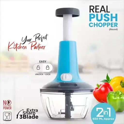 ChefEase Manual Push Food Chopper – Large Stainless Steel Vegetable Cutter