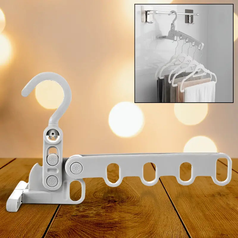 5-Hole Foldable Clothes Hanger | Space-Saving Travel & Indoor Drying Hanger for Shirts, Towels & Clothes