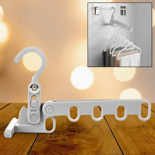 5-Hole Foldable Clothes Hanger | Space-Saving Travel & Indoor Drying Hanger for Shirts, Towels & Clothes