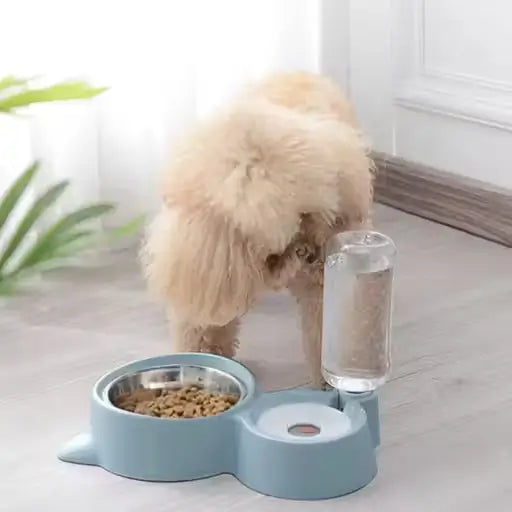 2-in-1 Automatic Pet Feeder Bowl with Water Dispenser | Stainless Steel Food Bowl | Anti-Slip Base | Feeding Set for Dogs & Cats