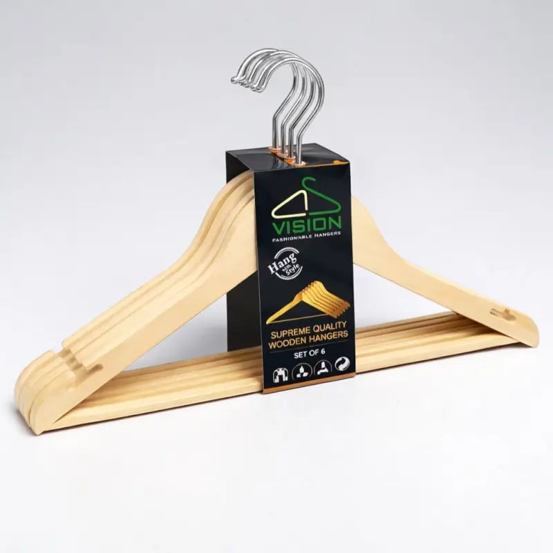 WoodStyle Slim Hangers Set – Pack of 6 Non-Slip Plastic Wardrobe Organizers