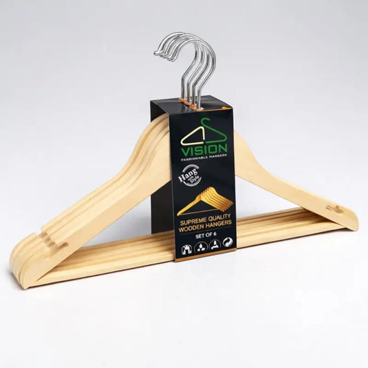 WoodStyle Slim Hangers Set – Pack of 6 Non-Slip Plastic Wardrobe Organizers