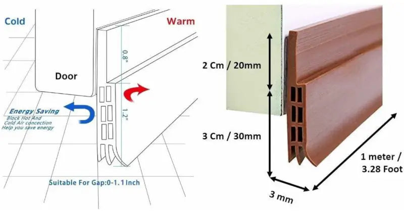 Self-Adhesive Silicone Door Bottom Sealing Strip | Dust, Noise & Insect Blocker Door Guard | Gap Filler Strip (Brown)
