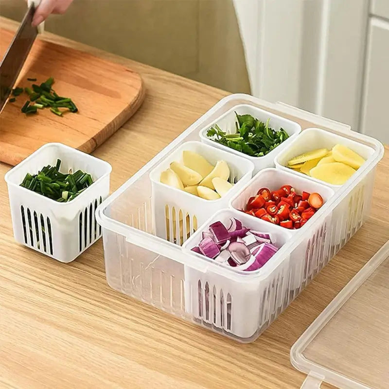 FreshKeep Fridge Storage Box – Draining Vegetable & Food Organizer