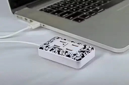 AGRiMA Designer Floral USB Hub | USB 2.0 Multi-Port Data Splitter | Compact & Stylish USB Hub for Laptop & Computer