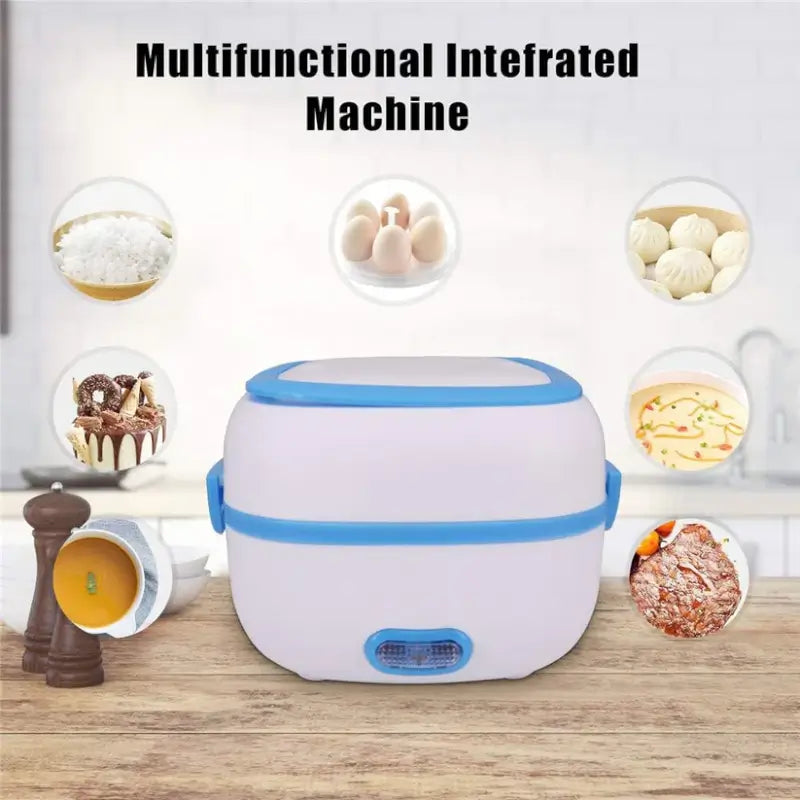Electric Lunch Box | Portable Food Warmer with Stainless Steel Compartments | Heated Tiffin Box for Office, Travel & Home
