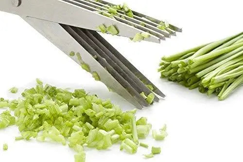 5-Blade Stainless Steel Herb Scissors | Multifunction Vegetable Cutter with Cleaning Comb | Kitchen & Office Shredding Tool